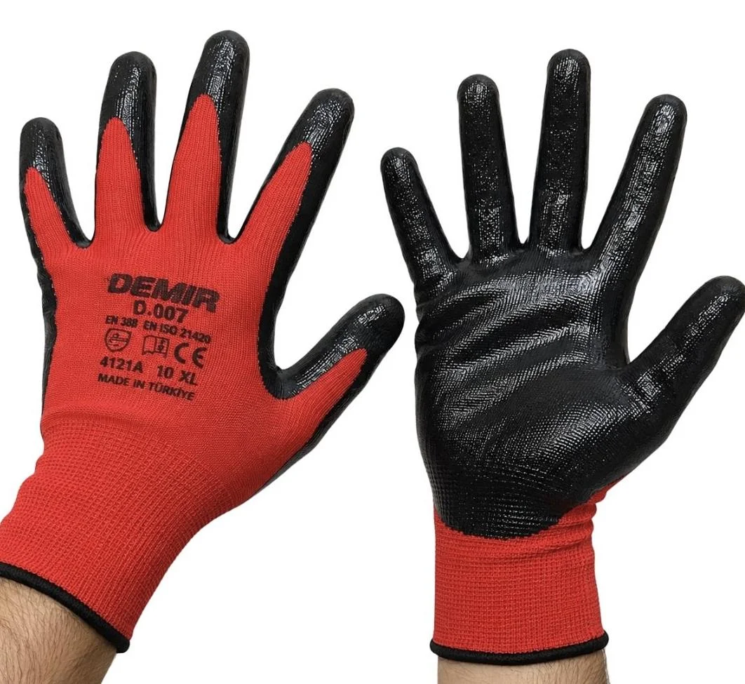 Nitril Eldiven Kırmızı Siyah D-007